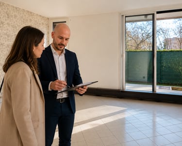 Alrick Gillet réalisant l'estimation d'un appartement à Elancourt