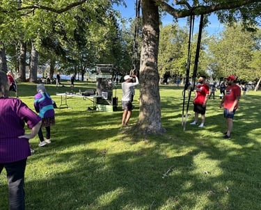 wellness park with people exercising