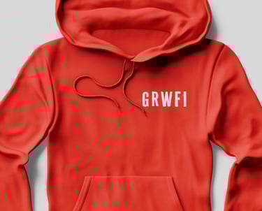 Red GRWFI logo hoodie