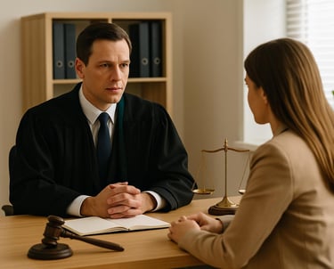 İstanbul ceza avukatı ile müvekkil arasında hukuki danışma görüşmesini temsil eden profesyonel görse