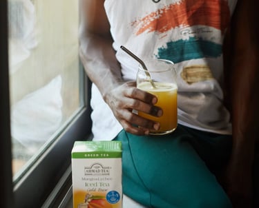Kofi Dotse in a photograph for Ahmad Tea