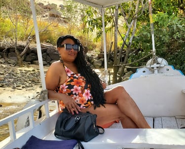 Davida Roze on a boat in Aswan Egypt