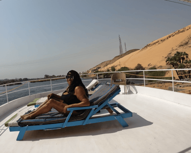Davida Roze on a private yacht in Aswan Egypt