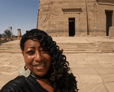 Davida Roze at the Temple of Isis in Aswan Egypt