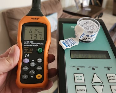Mold testing equipment in use during home inspection