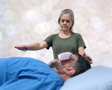 Reiki Master Teacher providing energy work