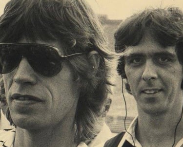 Charlie Kendall with rock icon Mick Jagger of The Rolling Stones.