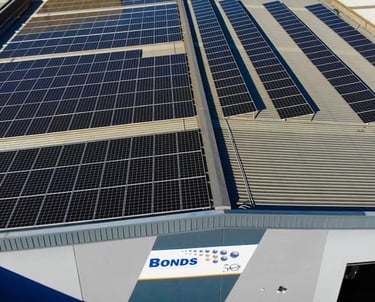 a factory with solar panels