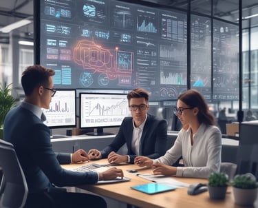 A modern office environment showcasing technology solutions.