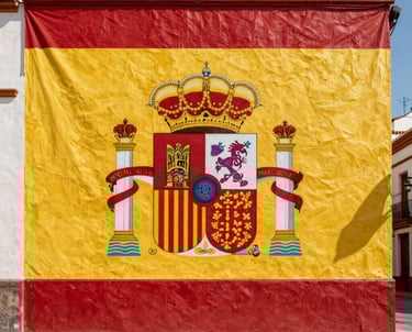 red telephone booth in front of brown concrete building