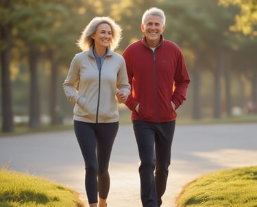 “Adultos mayores de 50 años disfrutando del ejercicio al aire libre con energía y bienestar”