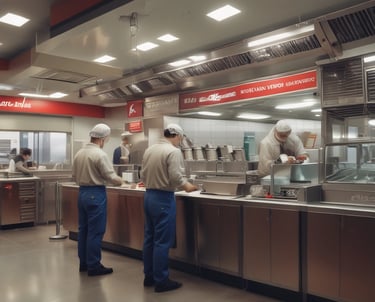 A close-up of a Henny Penny fryer in a kitchen setting.