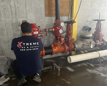fire protection equipment being worked on