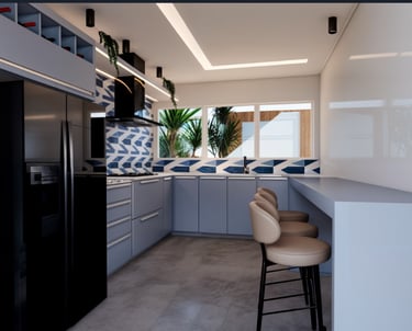 Cozinha Azul Vista 1