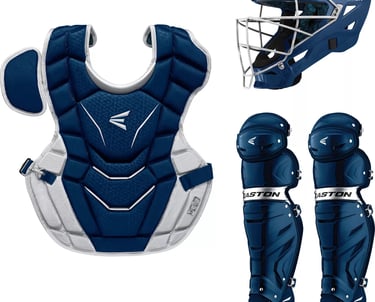 Easton Gametime Elite catcher's gear set with helmet chest protector and leg guards
