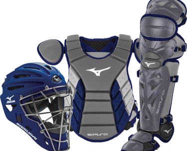 Mizuno Samurai catcher's gear set with helmet chest protector and leg guards