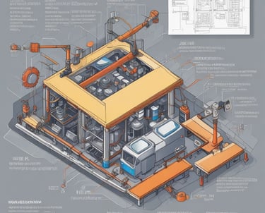 a factory floor plan with a large machine