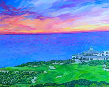 acrylic painting golf scene 