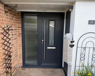 Tortola 1 flush composite doors with side panel and long handle fitted in Southampton by Buildmydoor