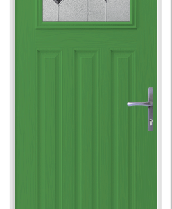 Pistachio green composite door. 30s style door with pattern glass