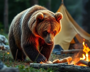 bear looking for food at a campsite