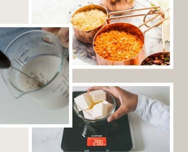 a person is measuring food on a scale 