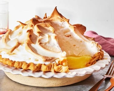 Lemon Meringue Pie with slice missing