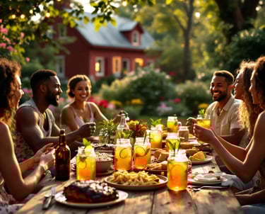 backyard barbecue in the South where people are drinking southern sweet tea