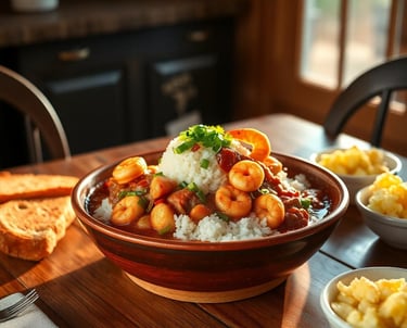 Louisiana Seafood Gumbo in a bowl