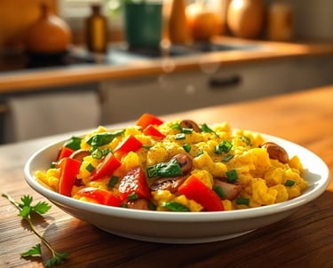 a bowl of veggie scrambled eggs