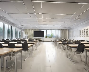 uma ampla e moderna sala de treinamentos e palestras