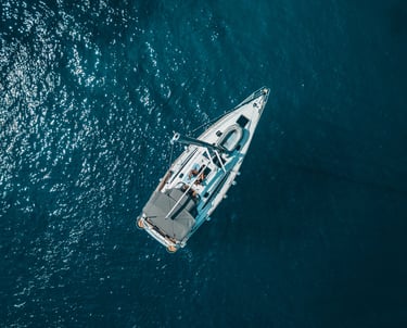 Sailing boat drone view