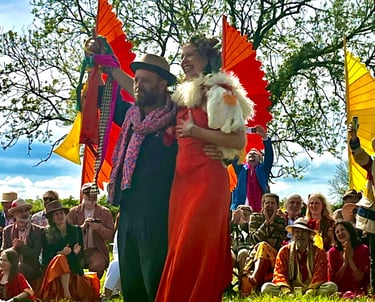 mr and mrs cheer at the end of a handfast ceremony