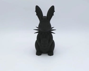 Black goth Easter bunny figurine with spiked collar and top hat
