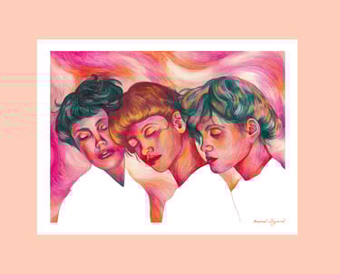 a group of three women with their heads together