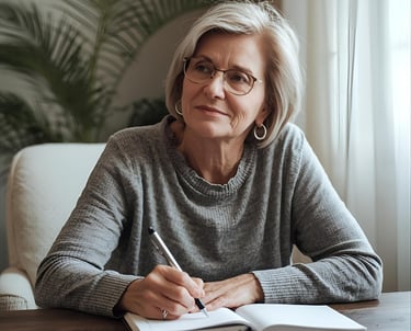 Elle écrit sur son carnet de bord "Ose ta vie"