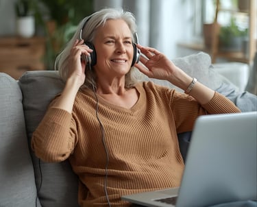 Elle écoute les audio de "Ose ta vie"