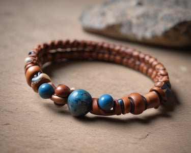 Minimalist men's bracelet made of matte metal on a wooden table