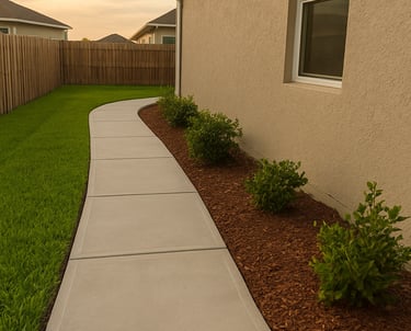 concrete patio addition, a concrete walkway around a house in clermont florida