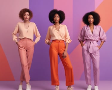 A stylish women's clothing display featuring modern outfits.