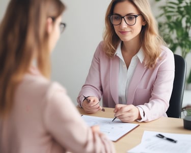 A psychologist engaging with a client in a warm, inviting environment.