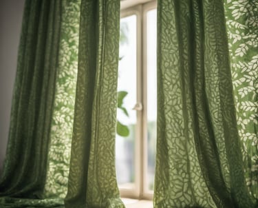 Image de rideaux vers à motifs