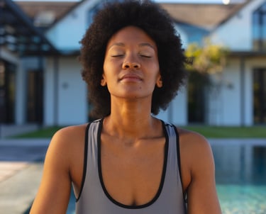 a woman with a black top and a black top