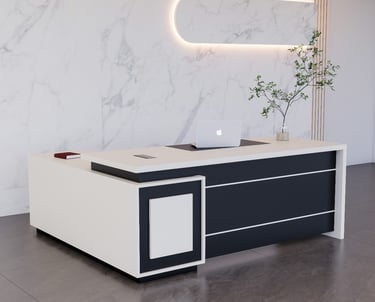 Modern executive desk in Dubai office by Royal Real Touch