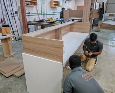 Custom made reception desk Dubai office furniture Royal Real Touch UAE