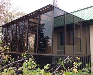 Square Eave Solarium ot Lean-To solarium with pony wall.