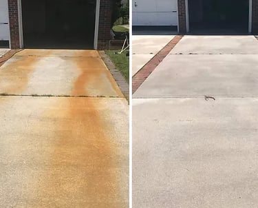 rust removal from concrete driveway surface