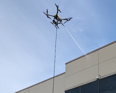 building facade concrete drone pressure cleaning services
