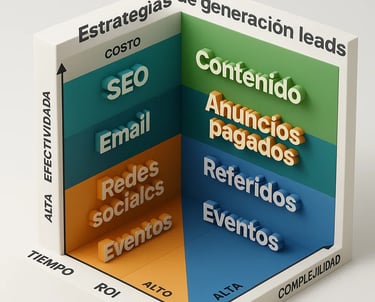 Matriz comparativa de las mejores estrategias generación leads 2025