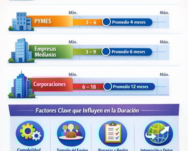 timeline implementacion transformacion digital tamaño empresa comparativa